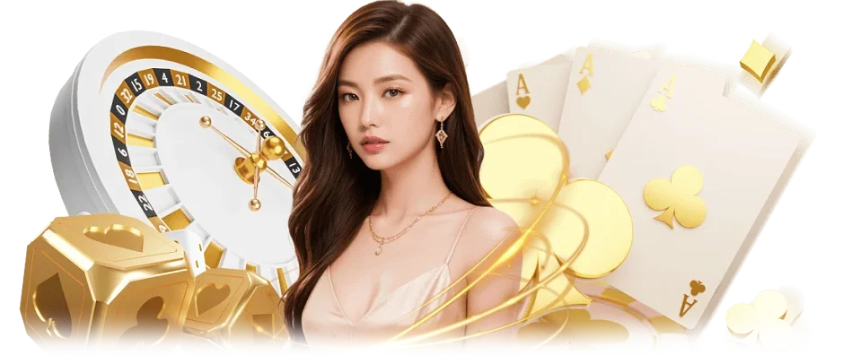 ภาพแบนเนอร์ Gold168 คาสิโนออนไลน์ ผู้หญิงธีมหรู พร้อมรูเล็ต ไพ่บาคาร่า และเหรียญทอง แสดงถึงเกมคาสิโนสด บาคาร่า และเดิมพันออนไลน์ครบวงจร gold168